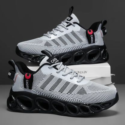 Men's Casual, Fashionable and Comfortable Shock-Absorbing Blade Shoes, Breathable Lace-Up Non-Slip Shoes, Suitable for Jogging, Daily Wear, Gym