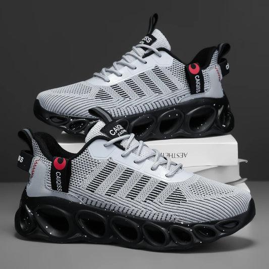 Men's Casual, Fashionable and Comfortable Shock-Absorbing Blade Shoes, Breathable Lace-Up Non-Slip Shoes, Suitable for Jogging, Daily Wear, Gym