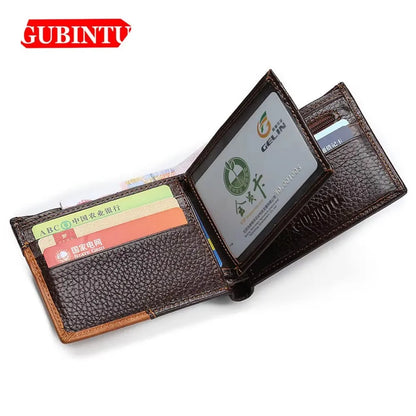 High Quality Retro Men Wallets Name Engraving Genuine Cow Leather Zipper Coin Pocket Card Holder Simple Purses For Male