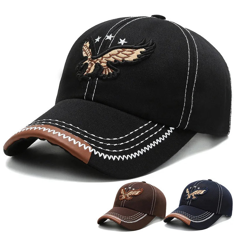 1pc Men's Eagle Embroidery Baseball Cap Korean Deepening Big Head Circumference Women's Trendy Casual Couple Sunscreen Sun Hat