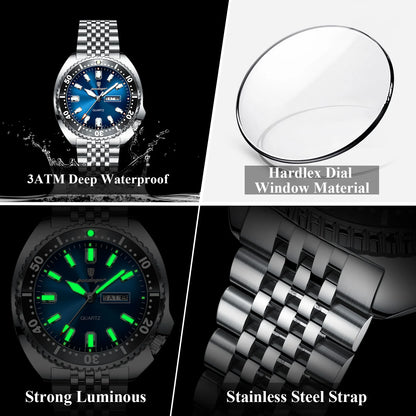 POEDAGAR Luxury Quartz Men Clock Waterproof Luminous Business Man Wristwatch Stainless Steel Date Week Sport Men's Watches Reloj