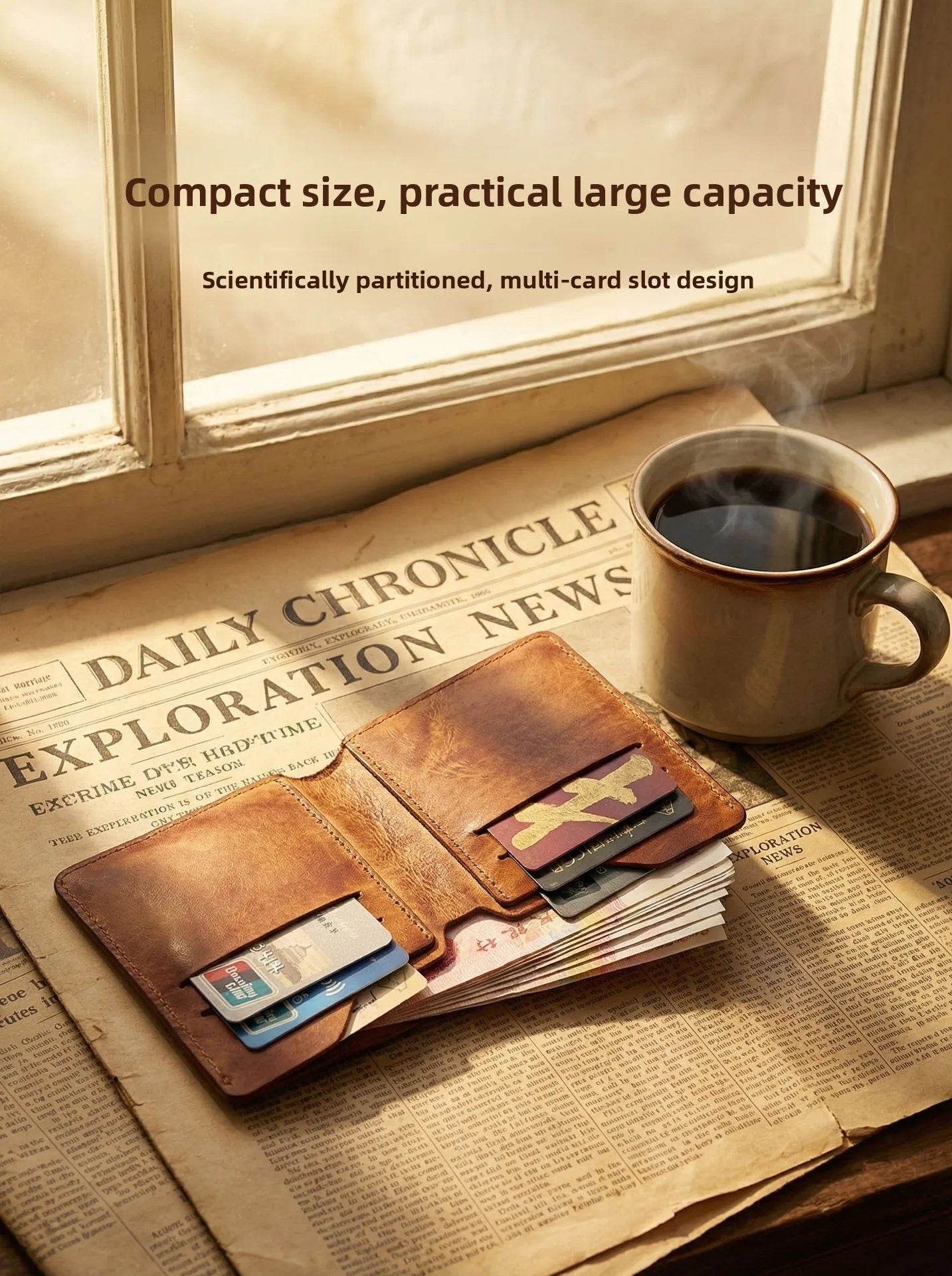 Vintage Genuine Leather Men Wallet High Quality Card Holder Large Capacity Durable Male Money Clips