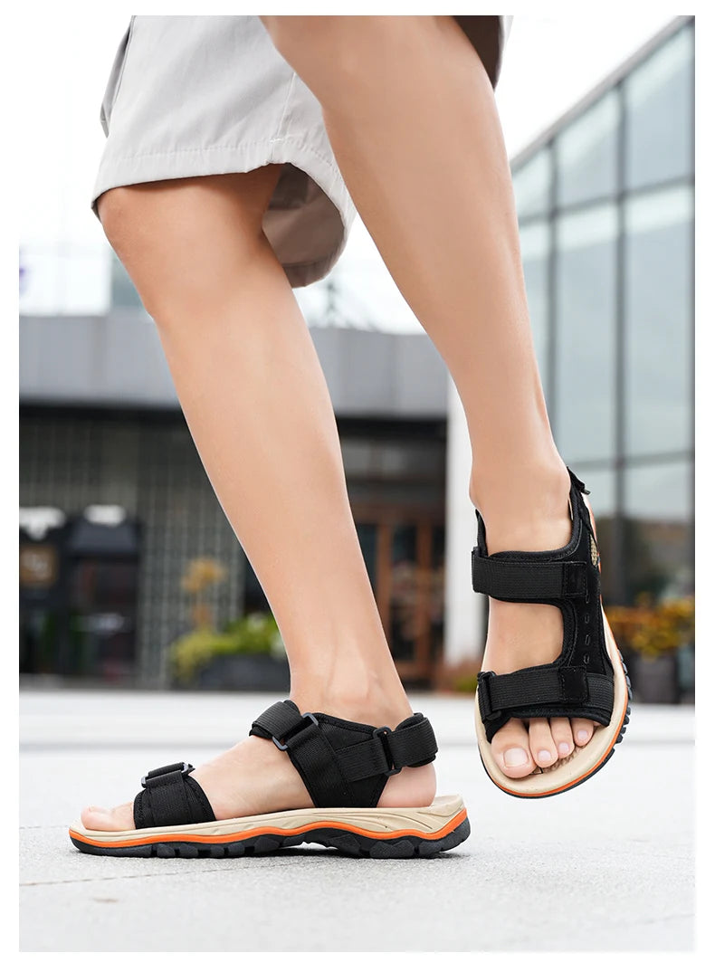 Brand Summer Men's Sandals Genuine Leather Men Slippers Gladiator Men Beach Sandals Soft Comfortable Outdoors Wading Shoes 38-47