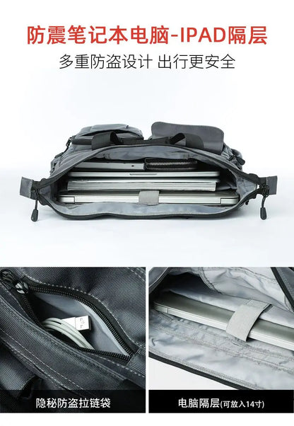 14 Pocket Men Shoulder Messenger Bag Waterproof Crossbody Bags Waterproof Oxford Travel Handbag Large Capacity Storage Work Bags