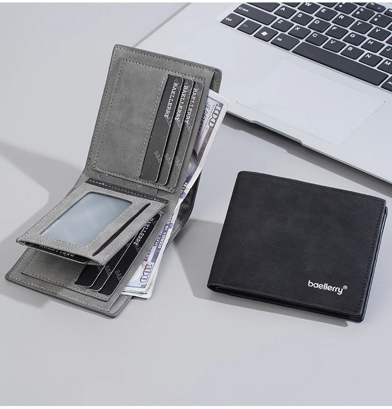New Men's leather short wallet thin wallet Lightweight minimalist soft wallet