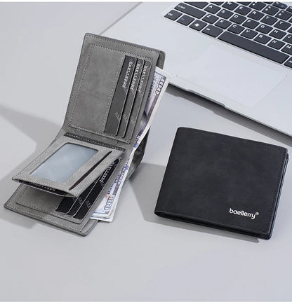 New Men's leather short wallet thin wallet Lightweight minimalist soft wallet