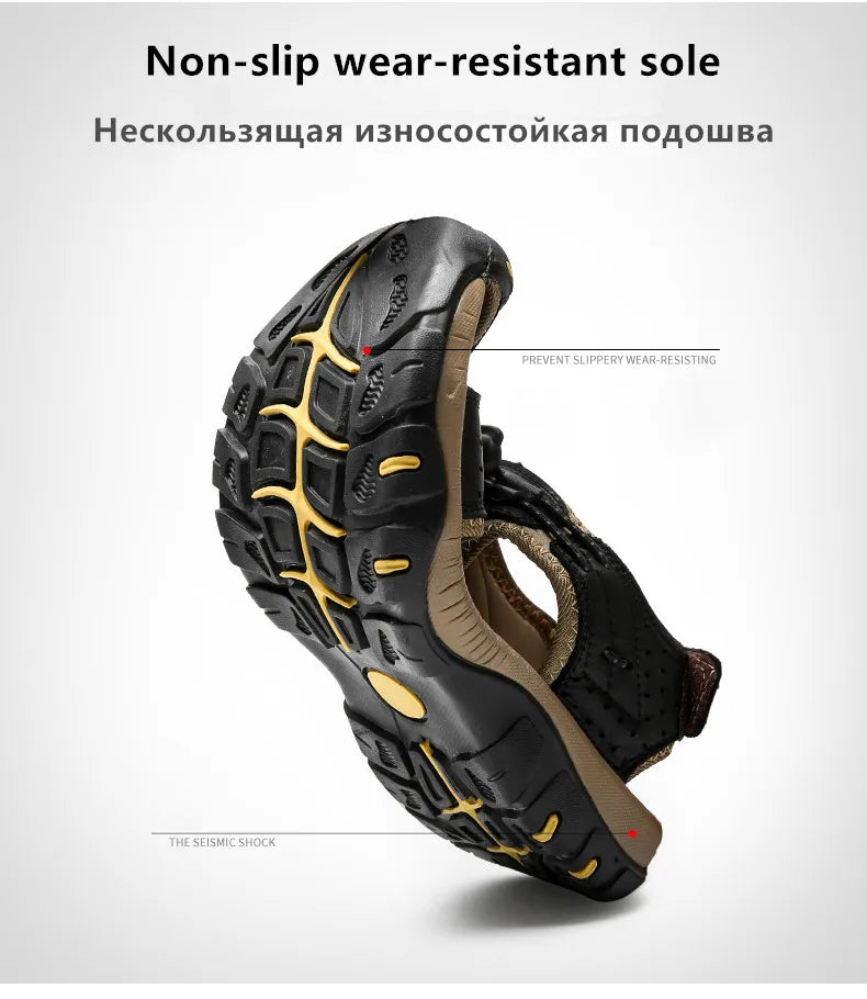 Fashion Men's Sandals Summer Genuine Leather Sandals Outdoor Beach Shoes Rome Sandals Comfortable Large Size Men Casual Shoes