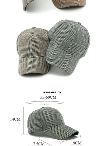 Hat Men's Spring Summer Outdoor Sunscreen Visor Classic Checkered Baseball Cap Hard Top Women's Cap Sun Cap