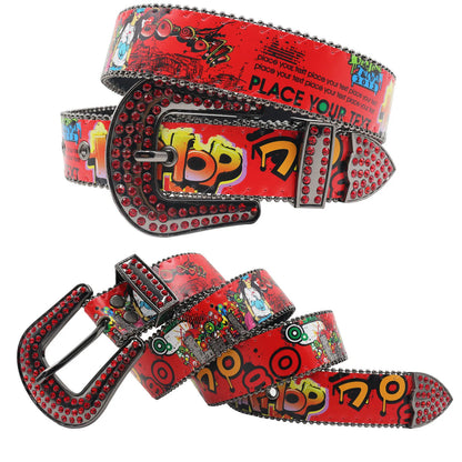 Hip hop Diamond Wide Colour Belt Fashion Rhinestone Vintage Buckle Belt Y2K BB bek Belt