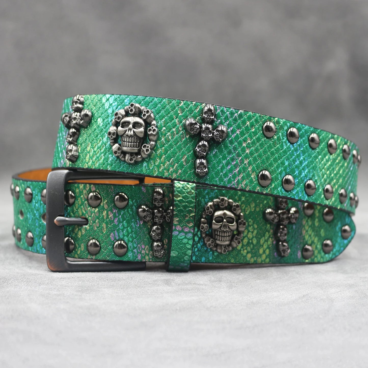 Rivet belt Cross and skull Decoration Belt Man's Goth Rock Fashion Ladies Leather Studded Gift Wild Adjustable Women Punk Belt