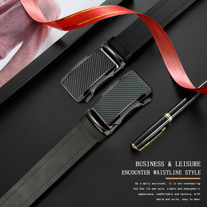 New Business Leisure Men's Alloy Square Buckle Belt Men's Luxury Designer High Quality Leather Cowboy Belt Multi Color