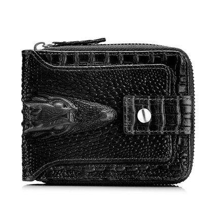 Cowhide Men's Wallet with Crocodile Pattern Genuine Leather Large Capacity Card Slot Zero Wallet