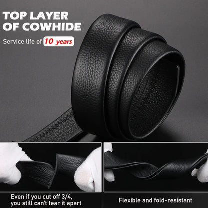 Premium Top Layer Cowhide Men'S Belt - Soft, Durable & Stylish With Automatic Alloy Buckle For Business Wear
