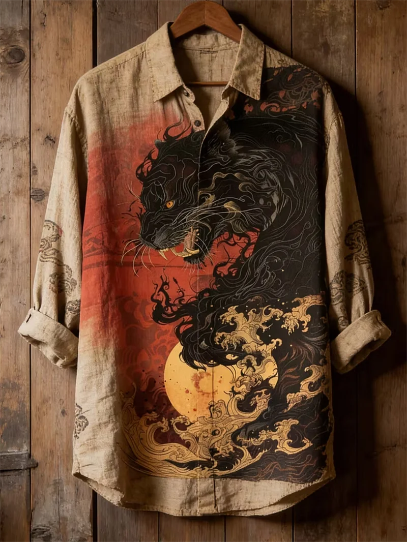 New retro Paisley skeleton 3D printed men's long sleeved shirt with dark style vintage casual shirt clothing