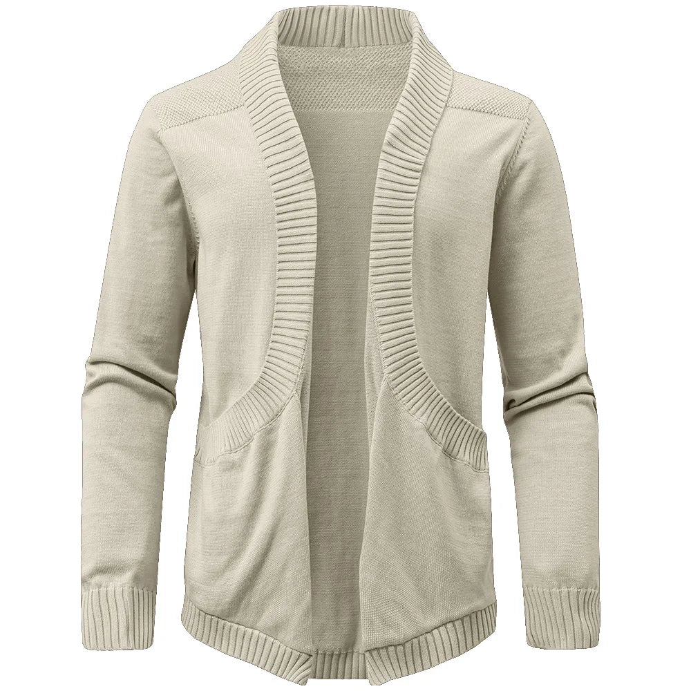 Men's Sweater Cardigan Spring Casual Classic V-neck Solid Color Cardigan Knit Soft Sweater Fashion Male Tops US Size