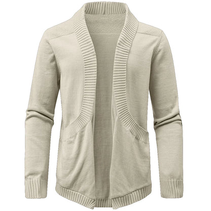 Men's Sweater Cardigan Spring Casual Classic V-neck Solid Color Cardigan Knit Soft Sweater Fashion Male Tops US Size