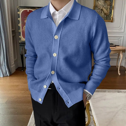 Mens Cardigan Sweater Long Sleeve Button Down Casual Collared Slim Fit Knit Sweater
