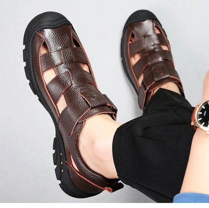 Classic High Quality Cow Leather Sandals Summer Outdoor Handmade Men Sandals Fashion Comfortable Men Beach Leather Shoes