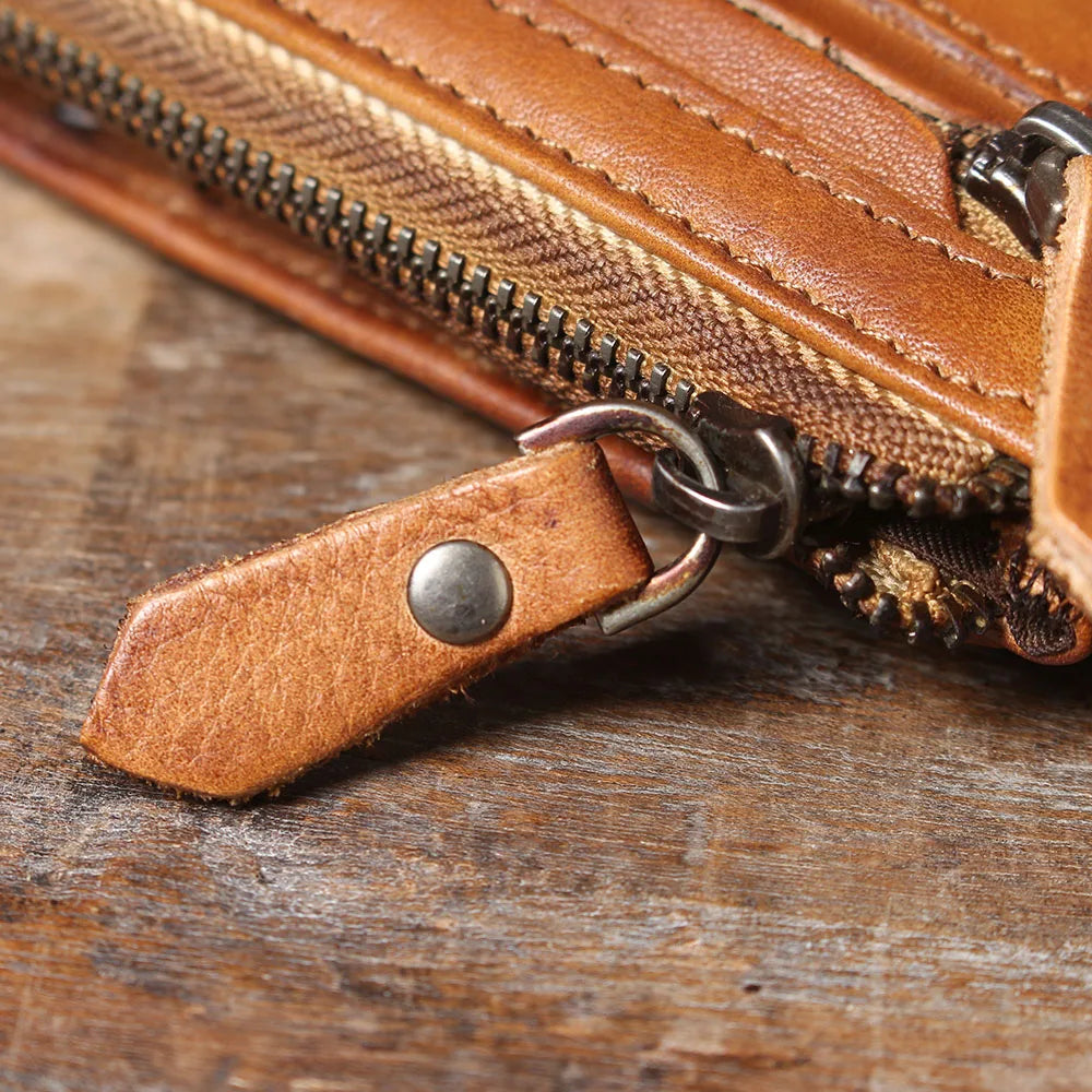 S.WORKER Full Grain Leather Long Wallet Men's Clutch Bag Genuine Leather Classic Purse Card Holder For Men
