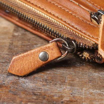 S.WORKER Full Grain Leather Long Wallet Men's Clutch Bag Genuine Leather Classic Purse Card Holder For Men