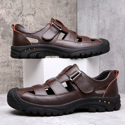 Classic High Quality Cow Leather Sandals Summer Outdoor Handmade Men Sandals Fashion Comfortable Men Beach Leather Shoes