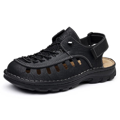 New Summer Men's Leather Sandals Casual Outdoor Beach Shoes Comfortable Male Hollow Out Footwear Leisure Walk Sandaly Sandalias