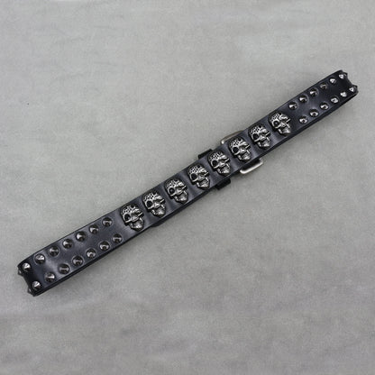 NEW Metal Rivet Cowboy Belt Genuine Leather Cowskin Men Belt Punk Rivet Jeans Belts For WOMEN Ceinture Homme Cinturones Hombre