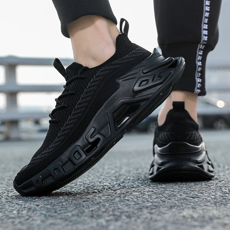 Trendy Men's Easiest for Match Breathable New Sports Shoes - Breathable Woven Upper with Striped Design, Lightweight and Plaid, Sports Shoes for Running, and Training Wear