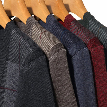 Dad's Sweater Cardigan Jacket Thickened Autumn and Winter Knitted Casual Thick Style Middle-aged and Elderly Men's Top