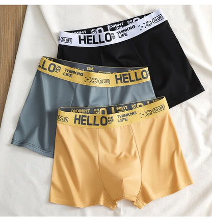 Men's Mid-Waist Thin Briefs Breathable Comfortable Large Size Sports Boxer Shorts Youth Flat Briefs Underwear Polyester Fiber