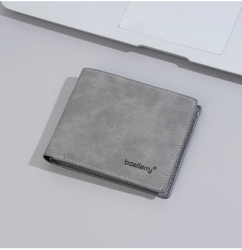 New Men's leather short wallet thin wallet Lightweight minimalist soft wallet