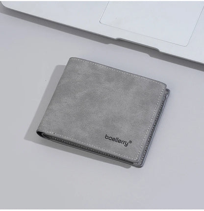 New Men's leather short wallet thin wallet Lightweight minimalist soft wallet
