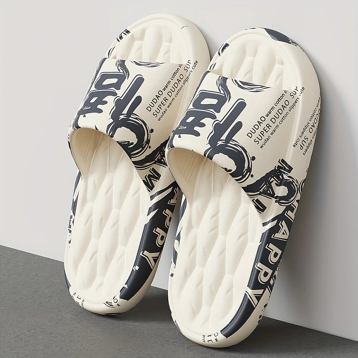 2026 Trendy Eva Graffiti Slides For Men And Women Soft Comfortable Black White Design Playful Patterns Casual Home Outdoor Wear