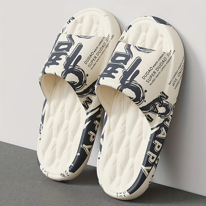 2026 Trendy Eva Graffiti Slides For Men And Women Soft Comfortable Black White Design Playful Patterns Casual Home Outdoor Wear