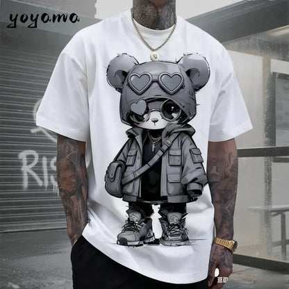 Men's T-Shirts Hip Hop Bear Pattern 3D Print Men's Clothing Summer New Streetwear Oversized Unisex T-Shirt Harajuku Men Clothes