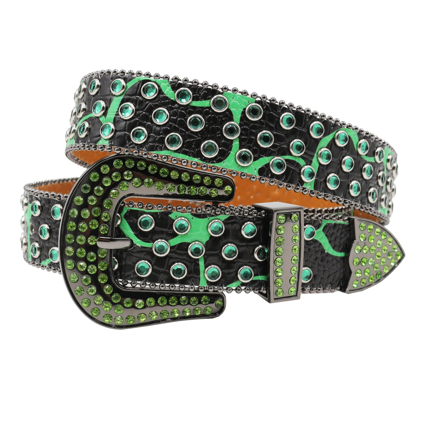 Leopard Women's Jeans Rhinestone Large Size Belt Men's Belt Western Denim Shiny Design Leather HipHop Punk Rock Y2K Style Belt