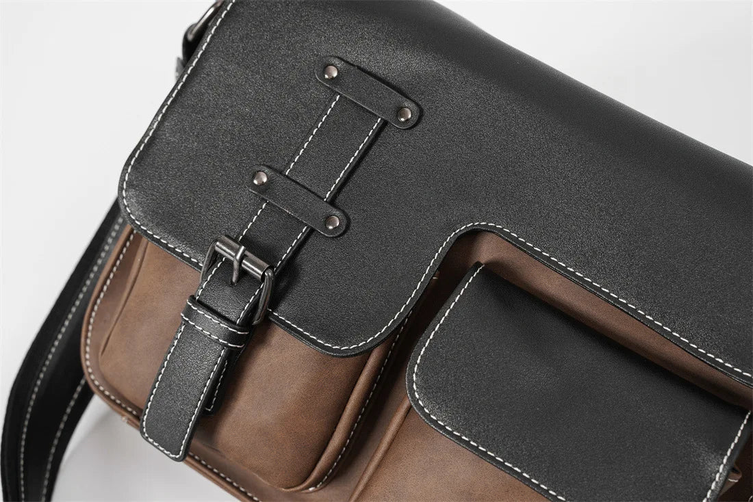 Vintage Men's Crossbody Bags Fashion Brand Design Shoulder Messenger Bag Men Falp Pockets Crossbody Bag Leather Square Satchels