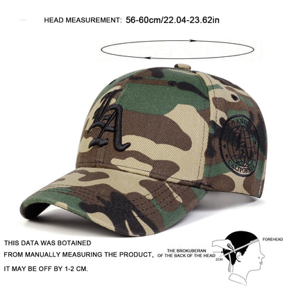Unisex Gothic LA Embroidery Camouflage Baseball Caps Spring Autumn Outdoor Adjustable Casual Hats Sunscreen Hat Sports Cap