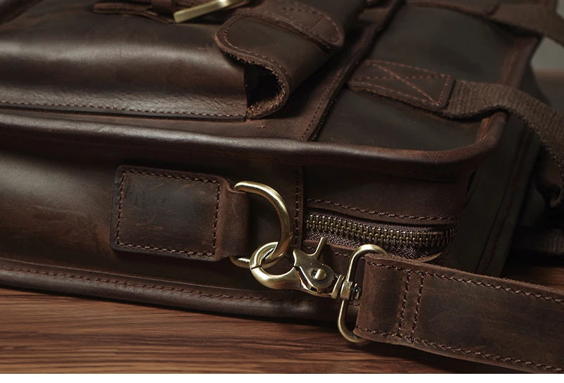 NUKA Retro Natural Cowhide Handbag Men's Real Leather Executive Briefcase Luxury Business Shoulder Bag Daily File Messenger Bags