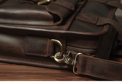 NUKA Retro Natural Cowhide Handbag Men's Real Leather Executive Briefcase Luxury Business Shoulder Bag Daily File Messenger Bags