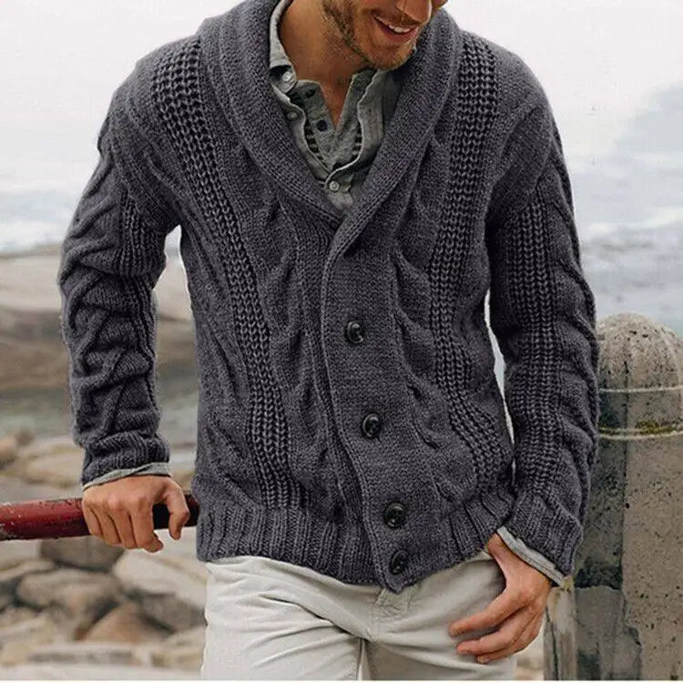 Knitted Cardigan Men's Single-breasted Loose Models Coarse Needle Sweater Men's Spring and Fall Outer Wear Mens Clothes