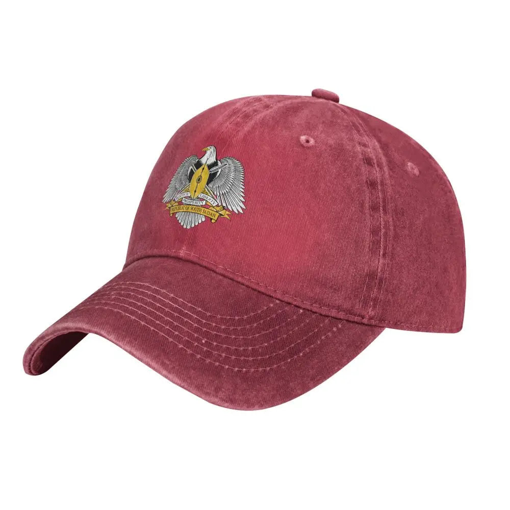 Men Baseball Cap South Sudan Emblem Charcoal Washed Denim Classic Vintage Cotton Dad Trucker Hat Unisex Adult