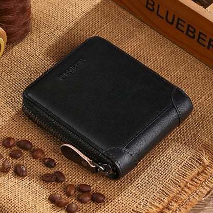 Wallet for men genuine leather zipper wallet, change card bag, all-in-one wallet, trendy short clip for men