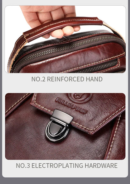 BULLCAPTAIN  Genuine Leather Men's Bag Single Crossbody Bag Shoulder Bag Men's Messenger Bag