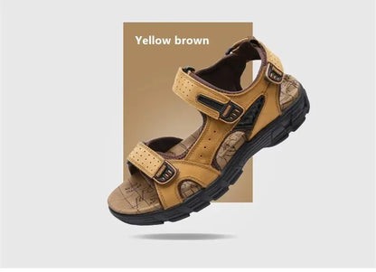 2025 New Genuine Leather Men's Sandals Summer Outdoor Non-slip Hiking Trekking Shoes for Men Beach Slippers Casual Sneakers