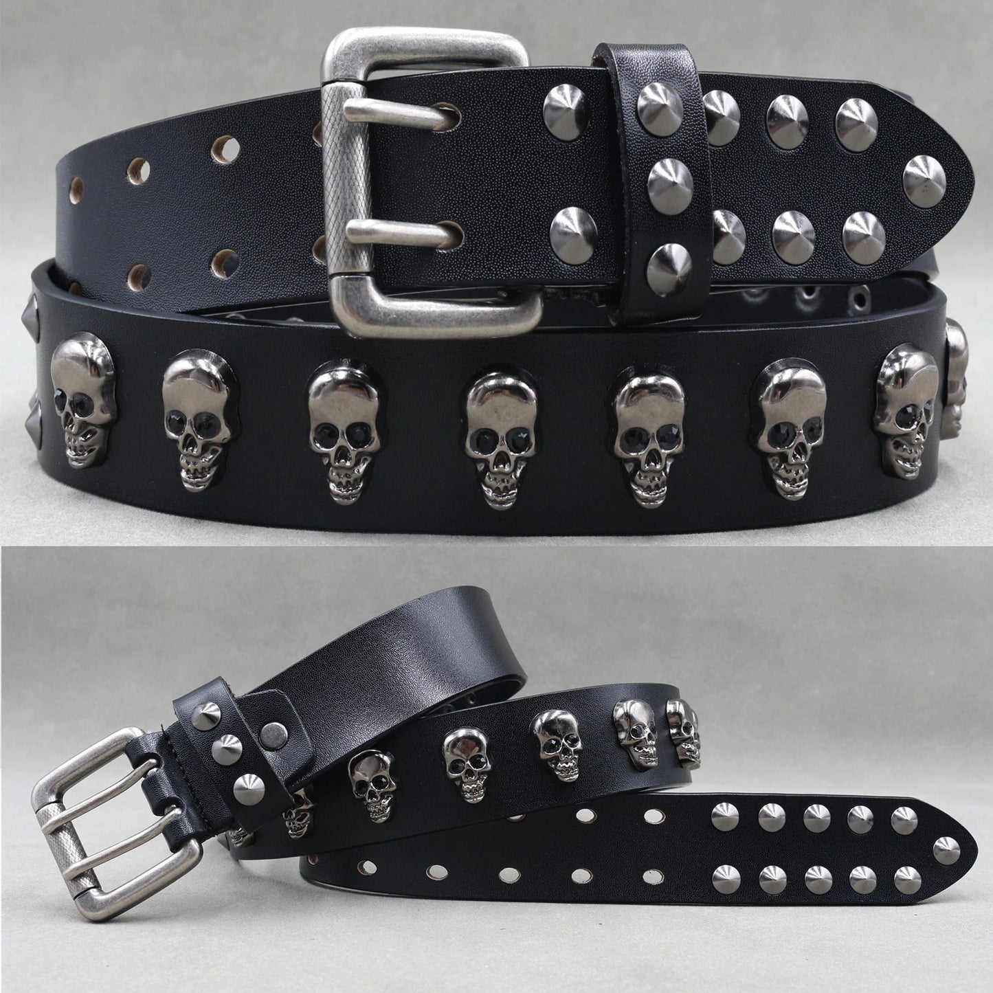 Designer Brand Belt Men Rivet Real Leather Pin Belt Male Black Rock Genuine Leather Cowhide Luxury Punk Belt Jeans