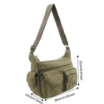 Men's Canvas Shoulder Bag Casual Tote Travel Crossbody Bag Luxury Messenger Bag High Quality Fashion Handbag Chest Bag