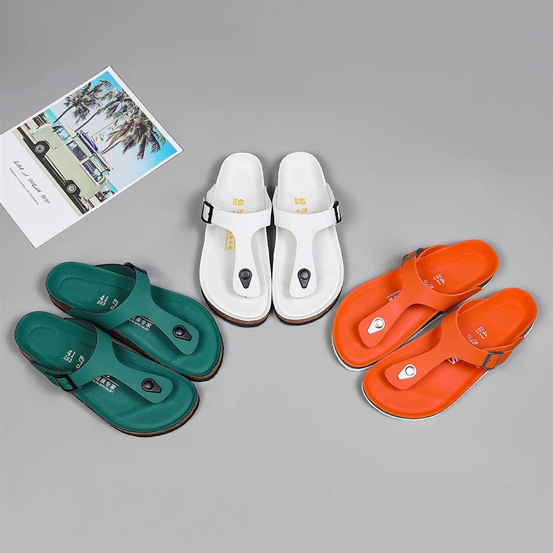 Brand Men Casual Flip Flops Slippers Men Outdoor Flats Slipprs Luxury Men Leather Summer Beach Vacation Casual Slippers Shoes