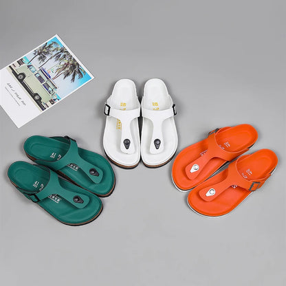 Brand Men Casual Flip Flops Slippers Men Outdoor Flats Slipprs Luxury Men Leather Summer Beach Vacation Casual Slippers Shoes