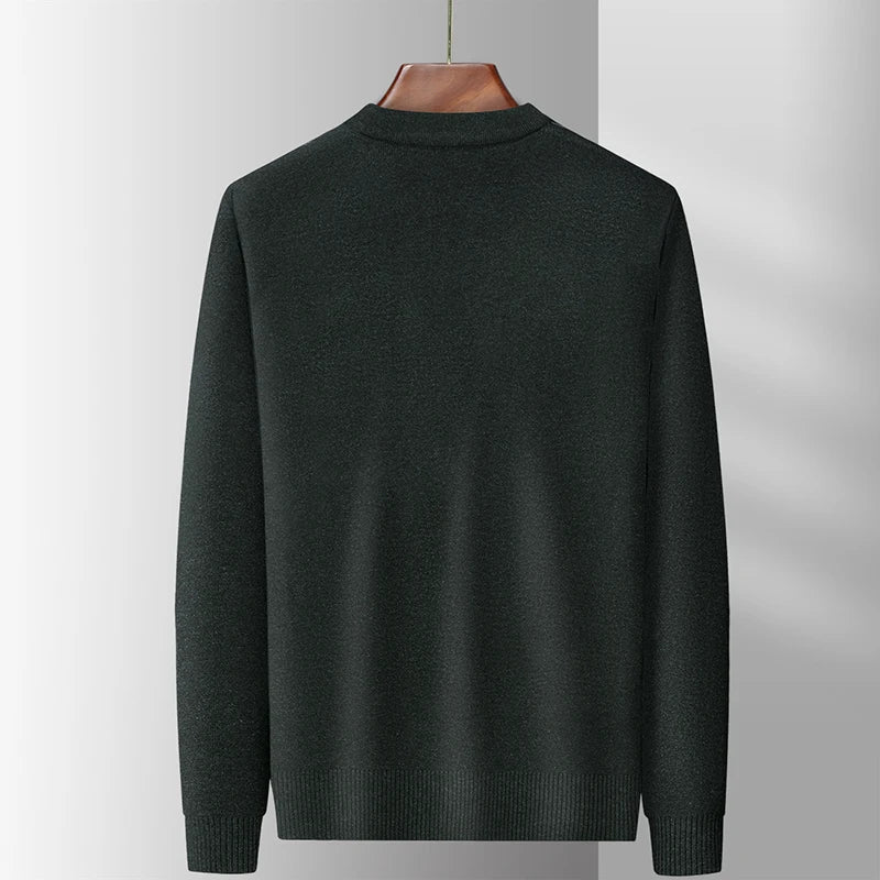 Dad's Sweater Cardigan Jacket Thickened Autumn and Winter Knitted Casual Thick Style Middle-aged and Elderly Men's Top